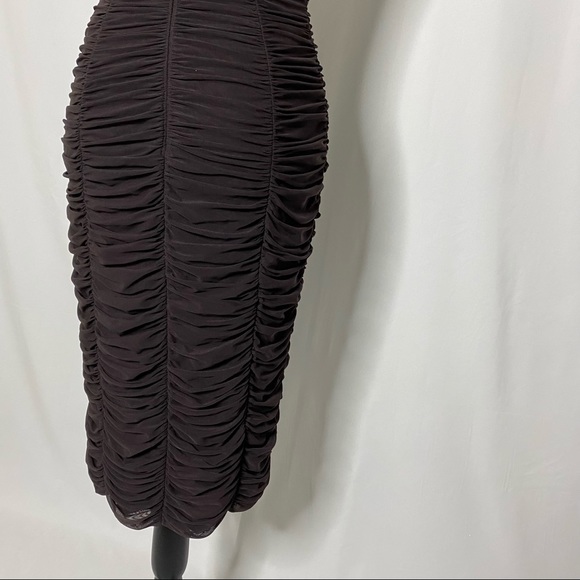 Tadashi Shoji Brown Ruched Sleeveless Dress - Picture 8 of 14